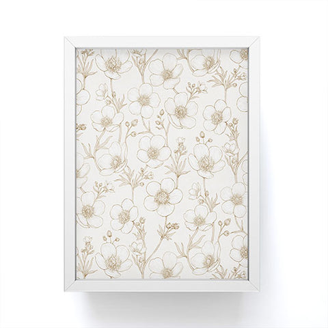 Avenie Buttercup Flowers In Cream Framed Mini Art Print