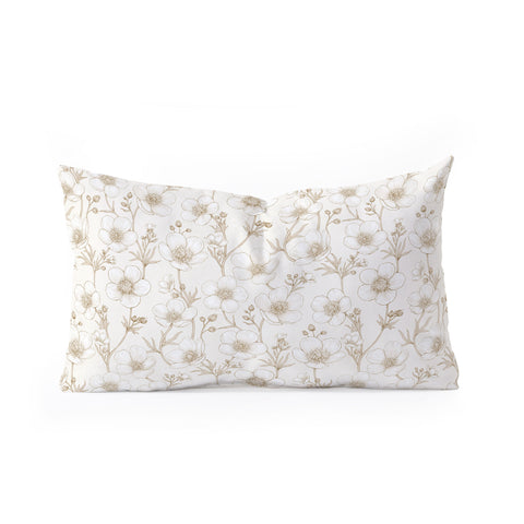 Avenie Buttercup Flowers In Cream Oblong Throw Pillow