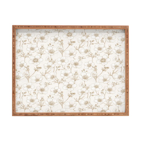 Avenie Buttercup Flowers In Cream Rectangular Tray