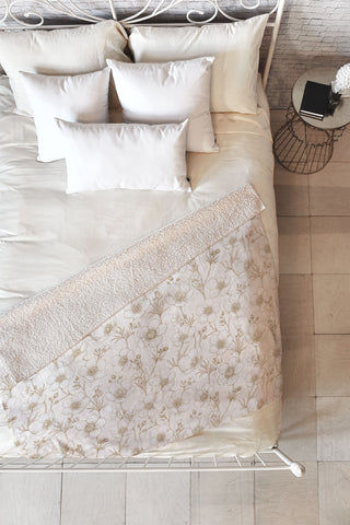 Avenie Buttercup Flowers In Cream Fleece Throw Blanket