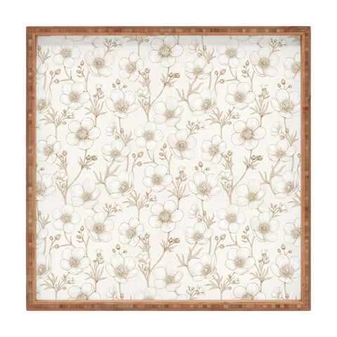Avenie Buttercup Flowers In Cream Square Tray