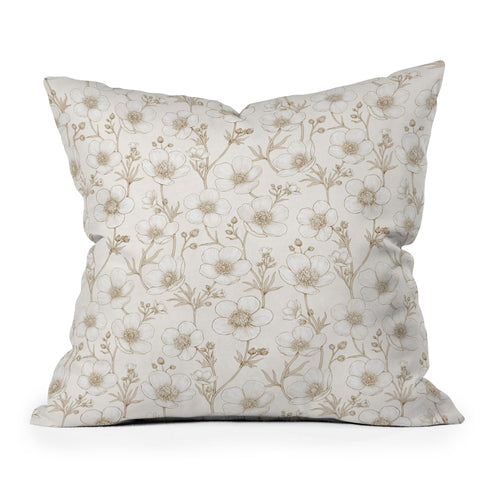 Avenie Buttercup Flowers In Cream Throw Pillow