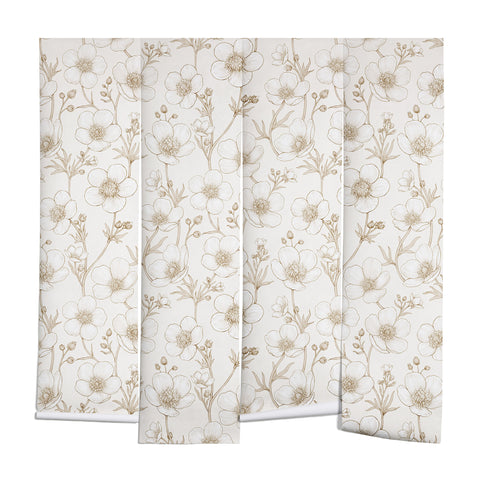 Avenie Buttercup Flowers In Cream Wall Mural