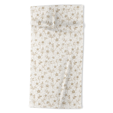 Avenie Buttercup Flowers In Cream Beach Towel