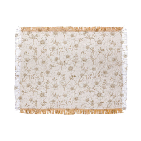 Avenie Buttercup Flowers In Cream Throw Blanket