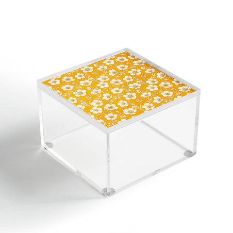 Avenie Buttercup Flowers In Gold Acrylic Box
