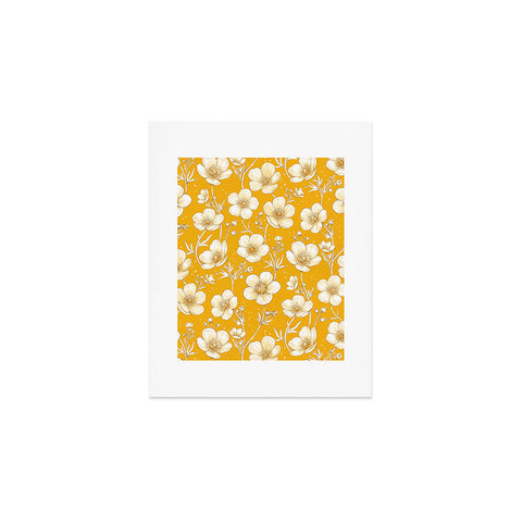 Avenie Buttercup Flowers In Gold Art Print