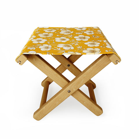 Avenie Buttercup Flowers In Gold Folding Stool