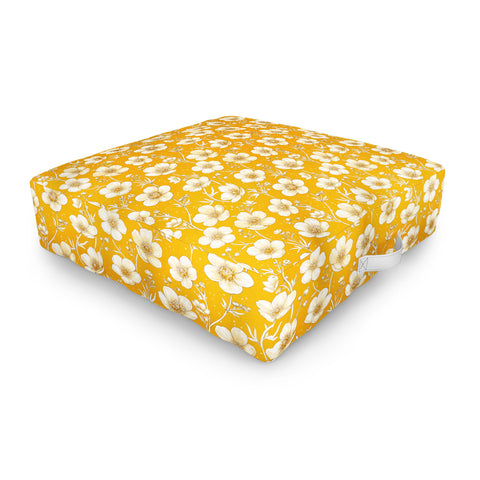 Avenie Buttercup Flowers In Gold Outdoor Floor Cushion