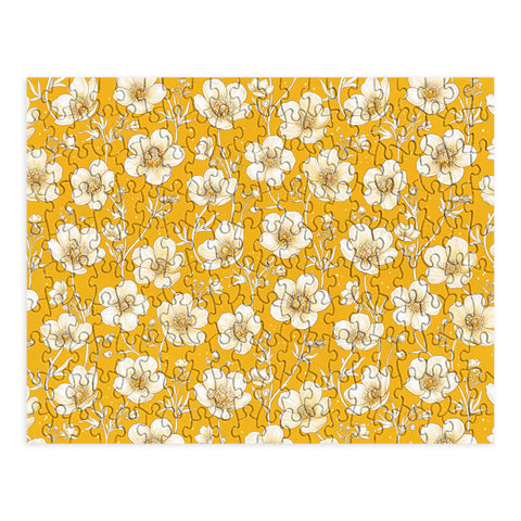 Avenie Buttercup Flowers In Gold Puzzle