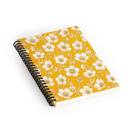 Avenie Buttercup Flowers In Gold Spiral Notebook