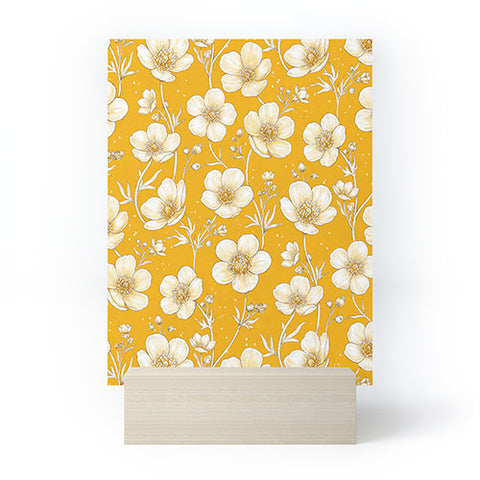 Avenie Buttercup Flowers In Gold Mini Art Print