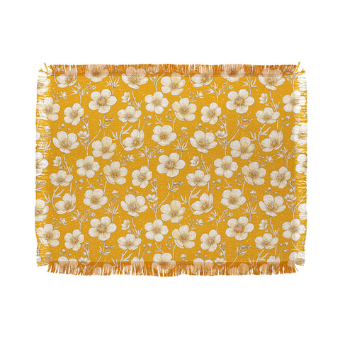 Avenie Buttercup Flowers In Gold Throw Blanket