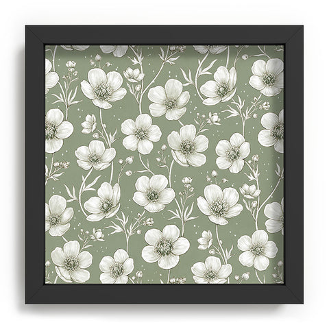 Avenie Buttercup Flowers In Sage Recessed Framing Square