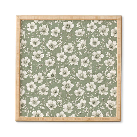 Avenie Buttercup Flowers In Sage Framed Wall Art