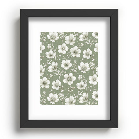 Avenie Buttercup Flowers In Sage Recessed Framing Rectangle