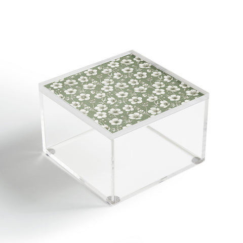 Avenie Buttercup Flowers In Sage Acrylic Box