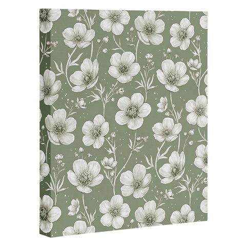 Avenie Buttercup Flowers In Sage Art Canvas