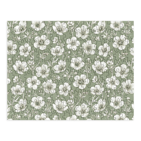 Avenie Buttercup Flowers In Sage Puzzle
