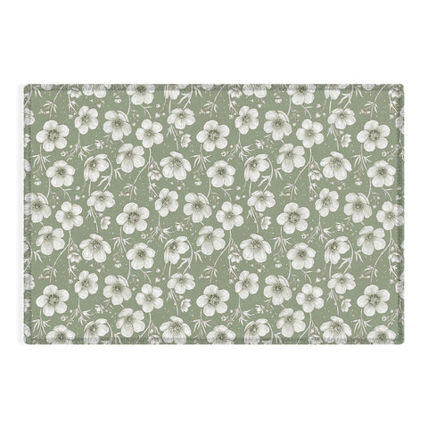 Avenie Buttercup Flowers In Sage Outdoor Rug