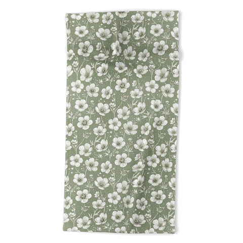 Avenie Buttercup Flowers In Sage Beach Towel