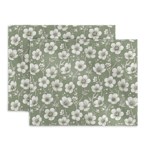 Avenie Buttercup Flowers In Sage Placemat