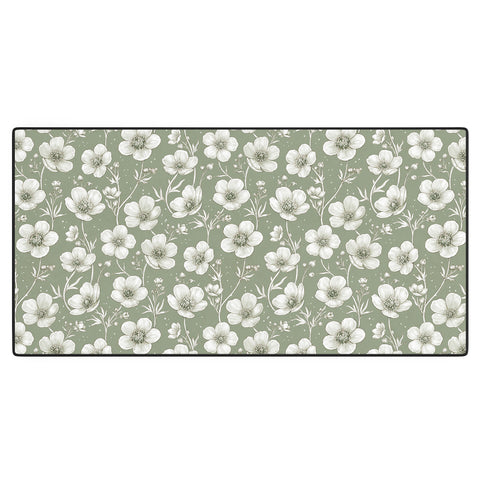 Avenie Buttercup Flowers In Sage Desk Mat