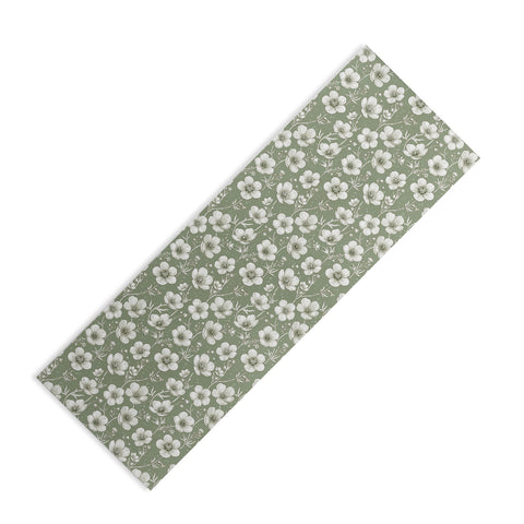 Avenie Buttercup Flowers In Sage Yoga Mat
