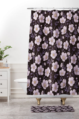 Avenie Buttercup Mystical Purple Shower Curtain And Mat