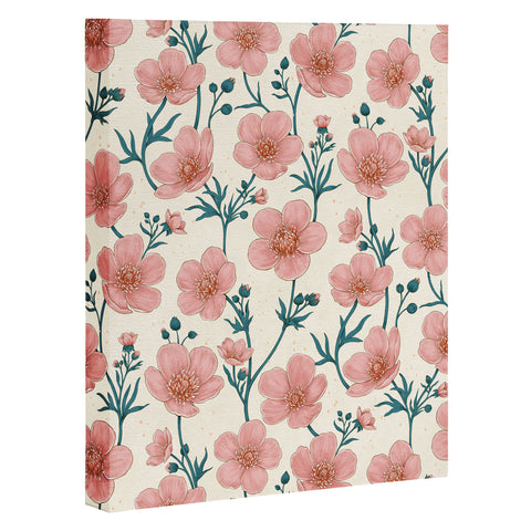 Avenie Buttercups In Vintage Pink Art Canvas