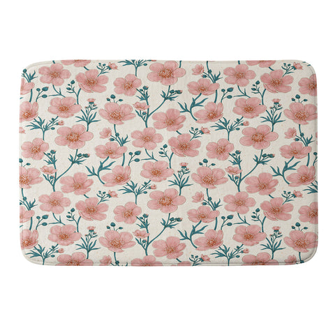 Avenie Buttercups In Vintage Pink Memory Foam Bath Mat