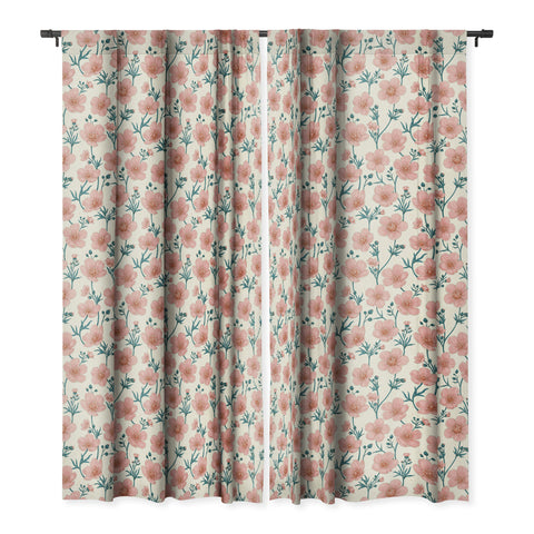 Avenie Buttercups In Vintage Pink Blackout Window Curtain