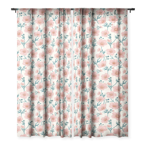 Avenie Buttercups In Vintage Pink Sheer Non Repeat