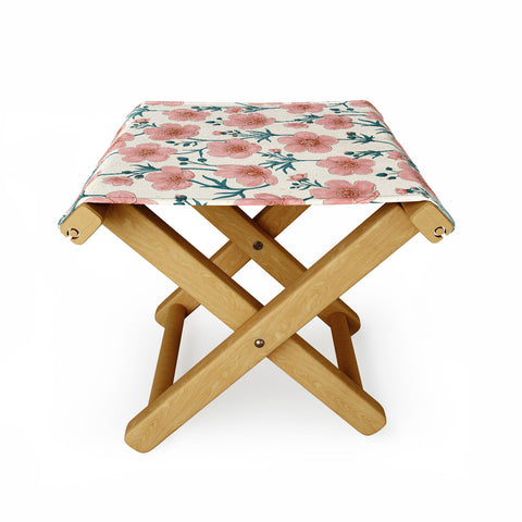 Avenie Buttercups In Vintage Pink Folding Stool