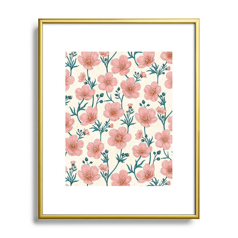 Avenie Buttercups In Vintage Pink Metal Framed Art Print