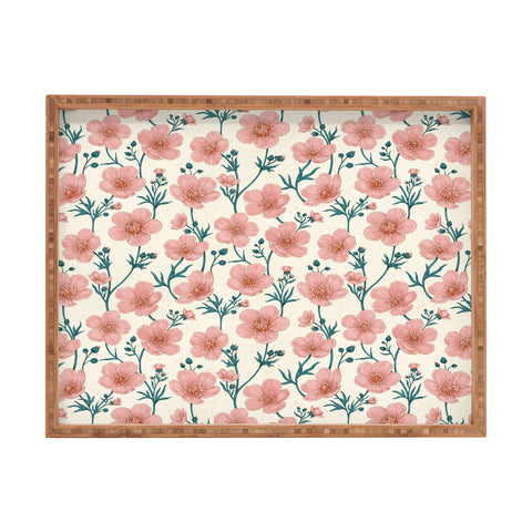 Avenie Buttercups In Vintage Pink Rectangular Tray