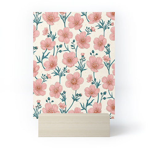 Avenie Buttercups In Vintage Pink Mini Art Print