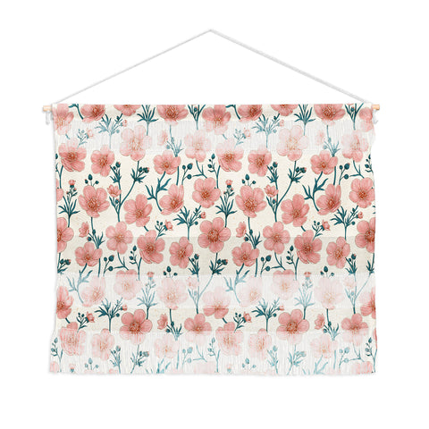 Avenie Buttercups In Vintage Pink Wall Hanging Landscape