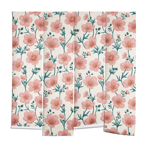 Avenie Buttercups In Vintage Pink Wall Mural