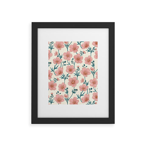 Avenie Buttercups In Vintage Pink Framed Art Print