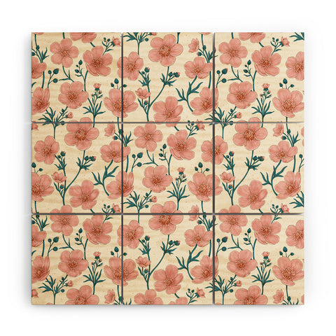 Avenie Buttercups In Vintage Pink Wood Wall Mural