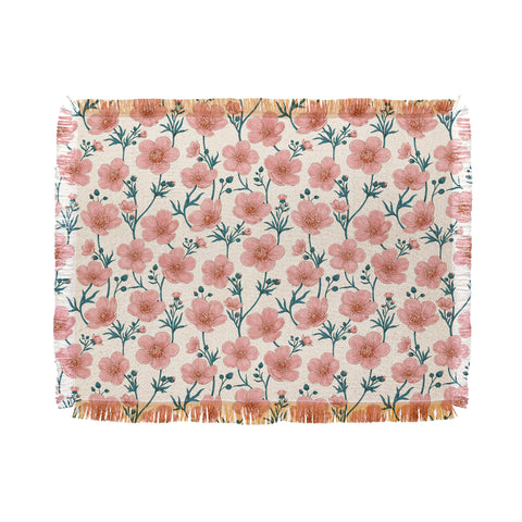 Avenie Buttercups In Vintage Pink Throw Blanket