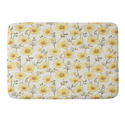 Avenie Buttercups in Watercolor Memory Foam Bath Mat