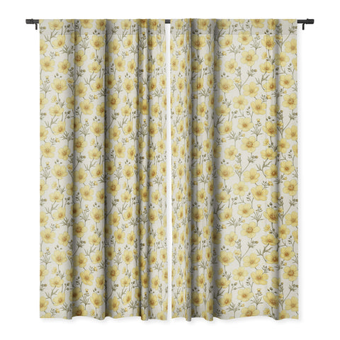 Avenie Buttercups in Watercolor Blackout Window Curtain