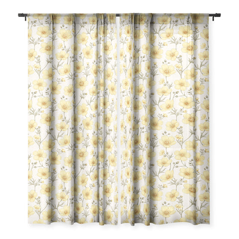 Avenie Buttercups in Watercolor Sheer Non Repeat