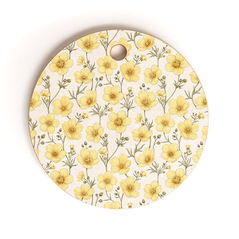 Avenie Buttercups in Watercolor Cutting Board Round