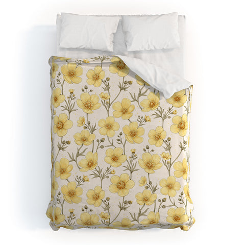 Avenie Buttercups in Watercolor Duvet Cover