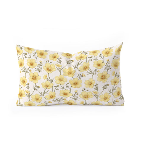 Avenie Buttercups in Watercolor Oblong Throw Pillow