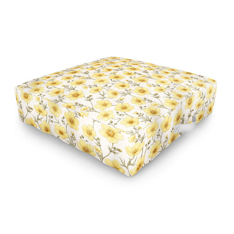 Avenie Buttercups in Watercolor Outdoor Floor Cushion