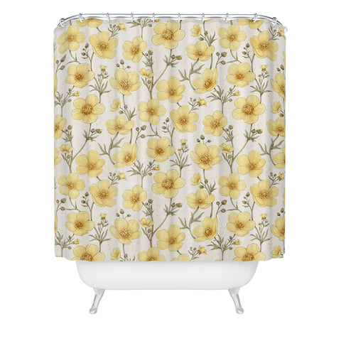 Avenie Buttercups in Watercolor Shower Curtain